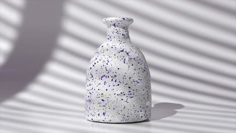 Eine-Keramikvase-Verwandelt-Sich-In-Eine-Regenbogenglasvase-Auf-Einem-Hellen-Hintergrund.-Simulation-Weicher-Körper-In-3D